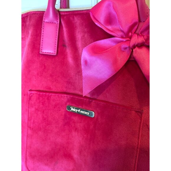 Juicy Couture Velvet Tote Bag Hot Pink Backpack Satin Bow Size M main image 8